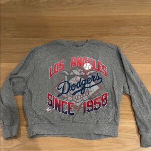 PacSun Gray Crewneck Sweater dodgers logo. Women’s size small.